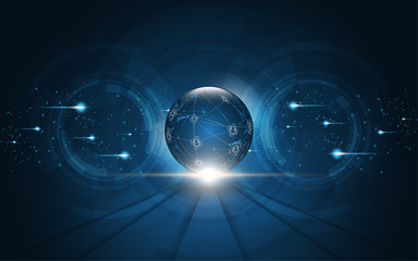 Global network connection World map abstract technology background global business innovation concept