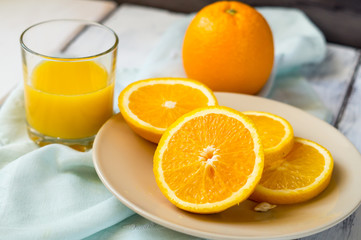 ripe oranges on a plate