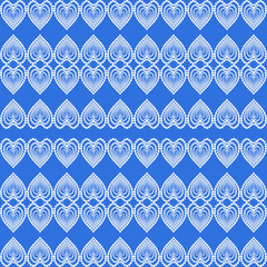 Seamless pattern with hearts. Abstract white hearts on blue background. Vector illustration.