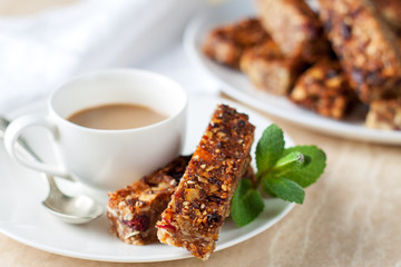 Raw coconut cranberry nuts fig bars