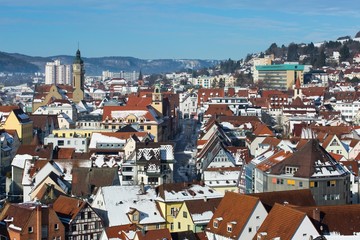 Fototapeta na wymiar Stadt Albstadt-Ebingen im Winter auf der Schwäbischen Alb