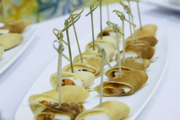 Delicacies and snacks at a buffet