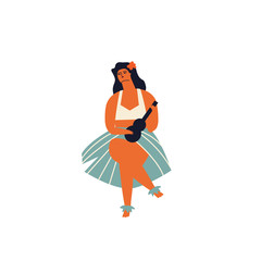 Men dancing Hula hawaiian dance illustration