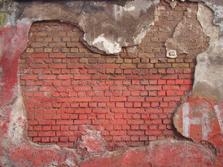 Old wall, chipped paint background