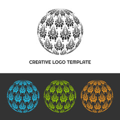 Abstract web orb Icons and stylized lotus flower globe vector logos