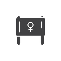 Banner with female gender vector icon. filled flat sign for mobile concept and web design. simple solid icon. Symbol, logo illustration. Pixel perfect vector graphics