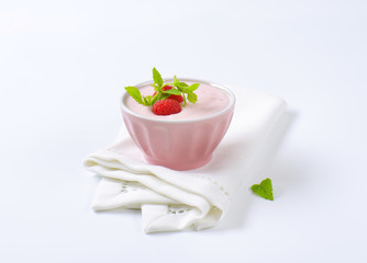 bowl of raspberry yogurt