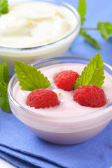 bowls of fruit yogurt