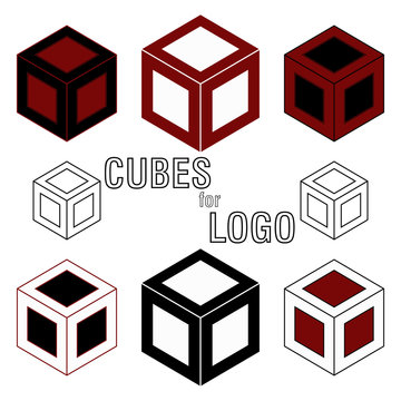 3d Cube isometric logo concept. Abstract square logo template. Corner geometric shape, symmetric symbol, square icon, box logo, box square shape. Company logo.