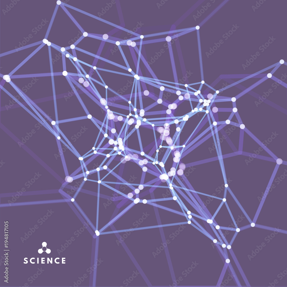 Wall mural lattice structure. science or technology background. graphic design. 3d grid surface. abstract vecto