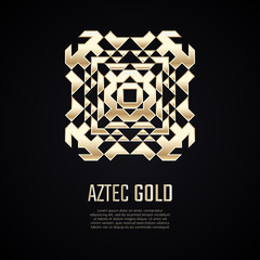 Golden square shape. Gradient premium logotype. Isolated aztec logo. Business identity concept for jewelry, precious company or jewellery boutique.