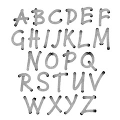 Hand drawn watercolor alphabet, gray grunge font, letters