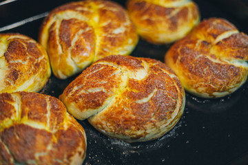 Homemade cupcakes is baked in the oven