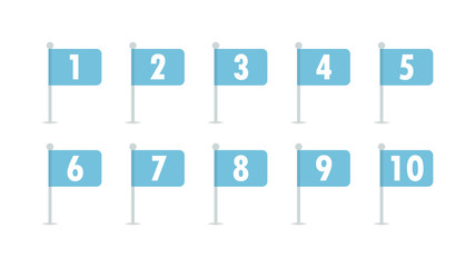 Numbers 1 to 10 flags vector isolated