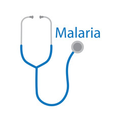 Malaria text and stethoscope icon- vector illustration