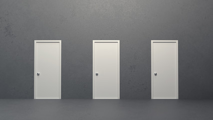 Three closed doors. 3d illustration