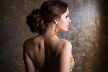 elegant woman in evening dress