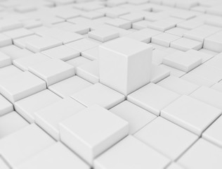 Variation of white 3d cubes 