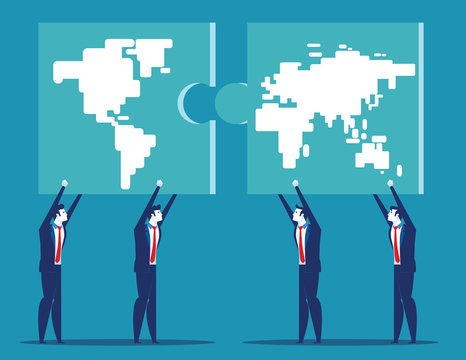 Business people cooperation with global business. Concept business vector illustration.