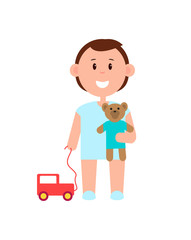 Happy Child Playing with Toys Colorful Banner