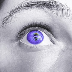 occhio viola femminile lenti a contatto colorate