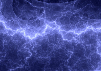 Blue lightning, abstract electrical background