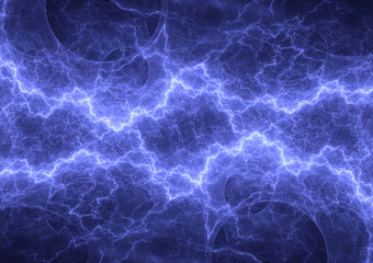 Blue lightning, abstract electrical background