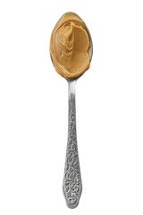 peanut butter in a spoon isolated