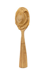 spoon with organic peanut butter