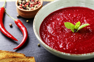 soup gazpacho with vegetables