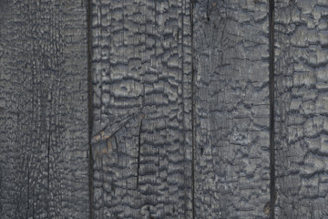 Wooden texture close-up. A dark old tree. Burnt wood. Vertical stripes.