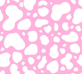 Fototapeta na wymiar cow texture pattern repeated seamless pink and white lactic chocolate animal jungle print spot skin fur 