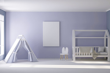 Poster mock up in bedroom 3d rendering © radmila85