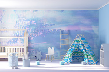 Beautiful stylish cild room 3d rendering © radmila85
