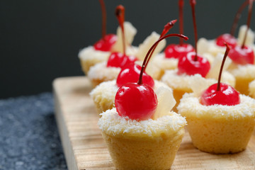Close up Homemade   Pina Colada Cookie Cups. (selective Focus)