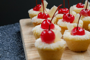 Close up Homemade   Pina Colada Cookie Cups. (selective Focus)
