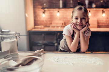 Little girl on kitchen