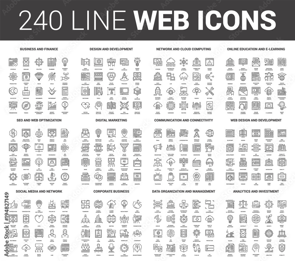 Wall mural Flat Line Web Icons