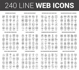 Fototapeta na wymiar Flat Line Web Icons