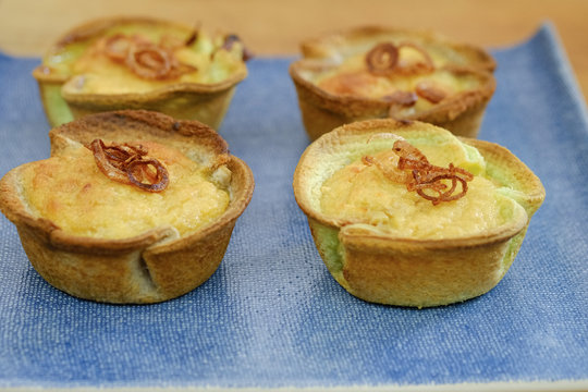 Close up Homemade    Taro Custard in Taro Toast Tarts. (selective Focus)