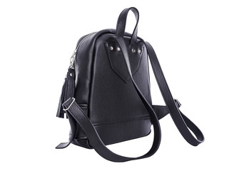 Black leather women's backpack.