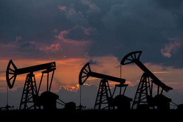 Oil pumps on the sunset