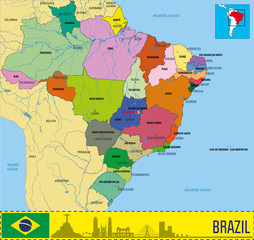 Obraz premium Political map of Brazil
