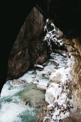 Partnachklamm Partnach Gorge near Garmisch-Partenkirchen, Bavaria, Germany in winter