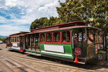 Fototapeta na wymiar San Francisco's iconic cable car system, California