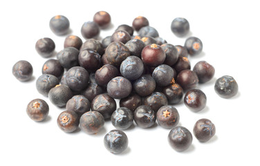 dried juniper berries isolated on white