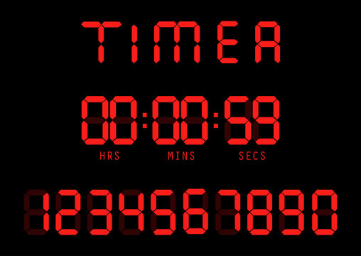 Vector. Electronic Timer, Fluorescent Digital Display With Digital Numbers.
