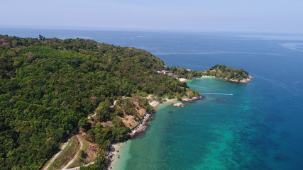 Fototapeta premium Aerail drone view of beautiful tropical beach and sea water