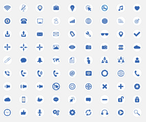 Web icons with flat media sings