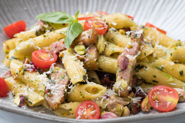 close up Home Made Pasta with Cranberries.(selective Focus)